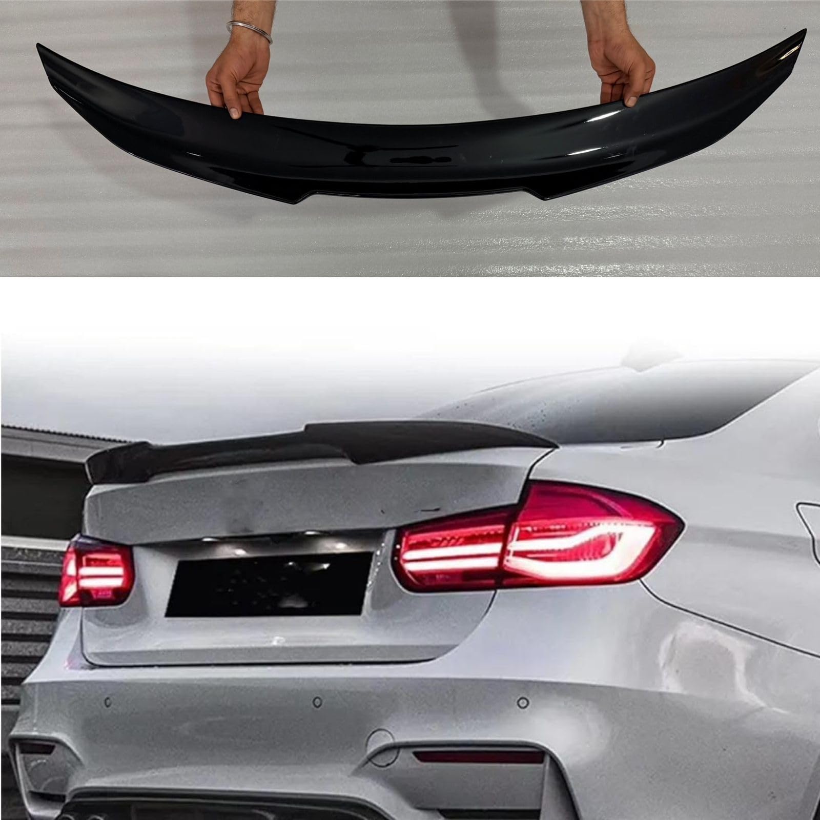 Car Spoiler Compatible with BMW 3 Series PSM M4 2020 Sedan Racing Cars Spoilers Rear Wing Trunk Boot Roof Wing Lip Protector Spoiler Splitter Glossy Black-image-13