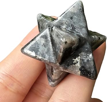 Natural Black Labradorite Merkaba Crystal Protection Sacred Meditation Energy Healing Chakra,1 Inchs Hexagonal Star Crystals and Healing Stone