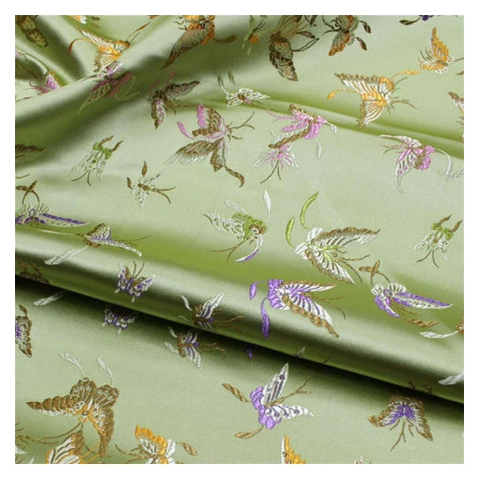 Tela De Satén Telas de costura brocado tela mariposa damasco jacquard | For costura Material satinado vestido DIY Cheongsam 50x75cm(Color 2)