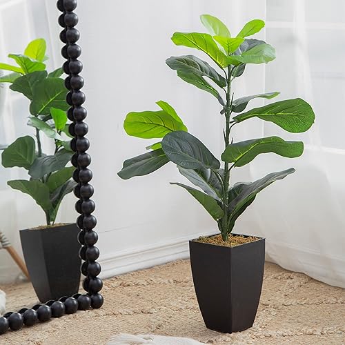 Miniatura 2 de A&B Home - Planta artificial de higuera de hoja de violín en maceta de 3 pies de alto, plantas artificiales para decoración del hogar en interiores,