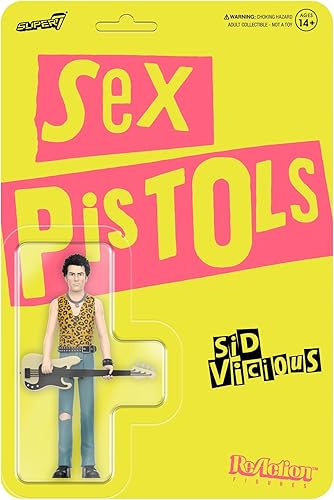 Miniatura 1 de Super7 Sex Pistols Sid Vicious - Figura de acción de pistolas sexuales de 3.75 pulgadas con accesorio, coleccionables de música clásica y juguetes