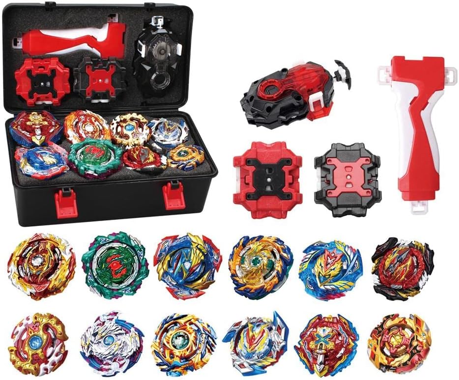 Battling Top Set 12 Spinning Tops 3 Two Way Launchers 1 Handle Gyro Game with Storage Box Gift for Kids,Boys image 5