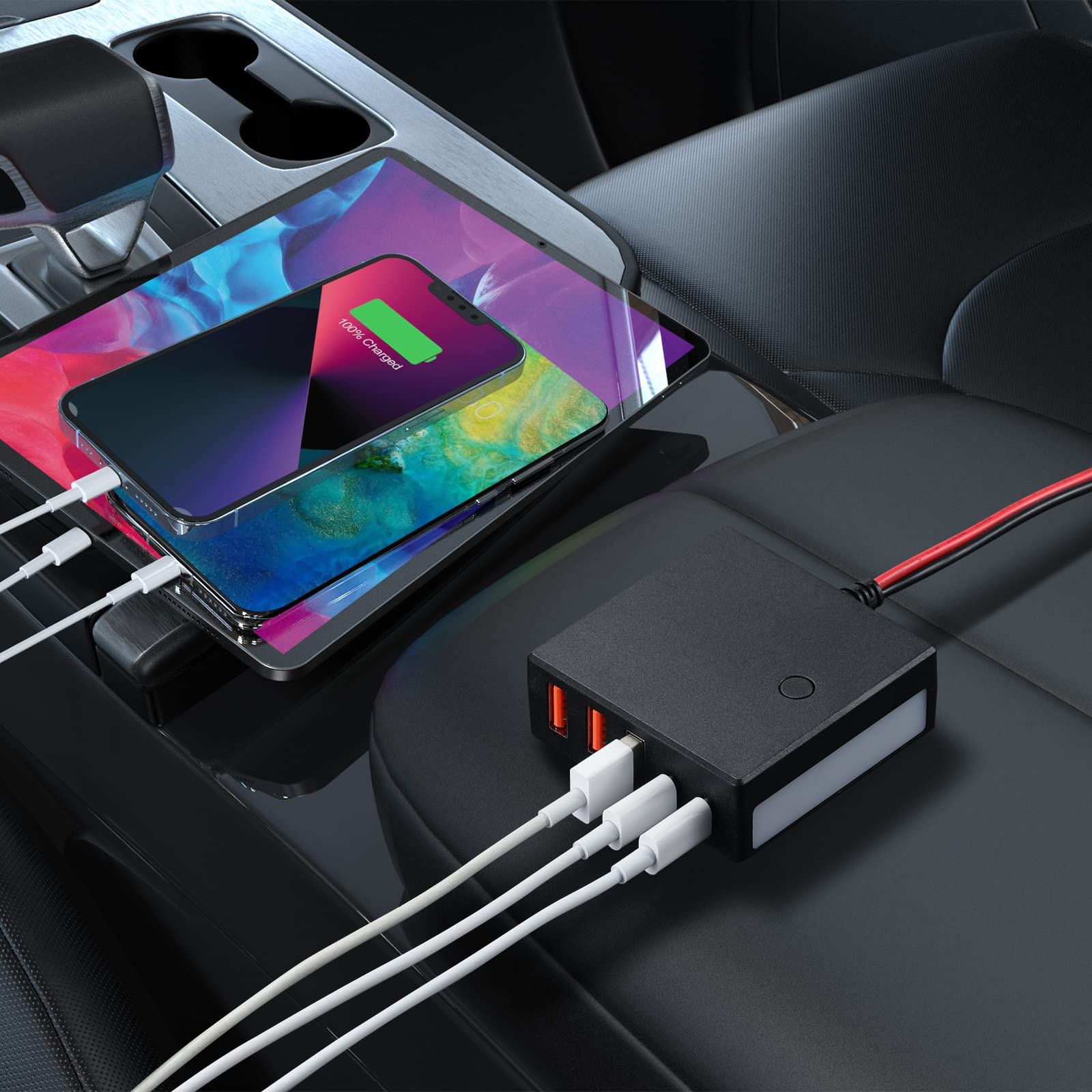 2.4A 60W DC 12V a 24V a 5V Convertidor de Corriente USB de 5 Puertos | 5 Puertos de Carga USB, Adaptador de Cargador de Coche, Con Clip de Batería, Para Teléfono