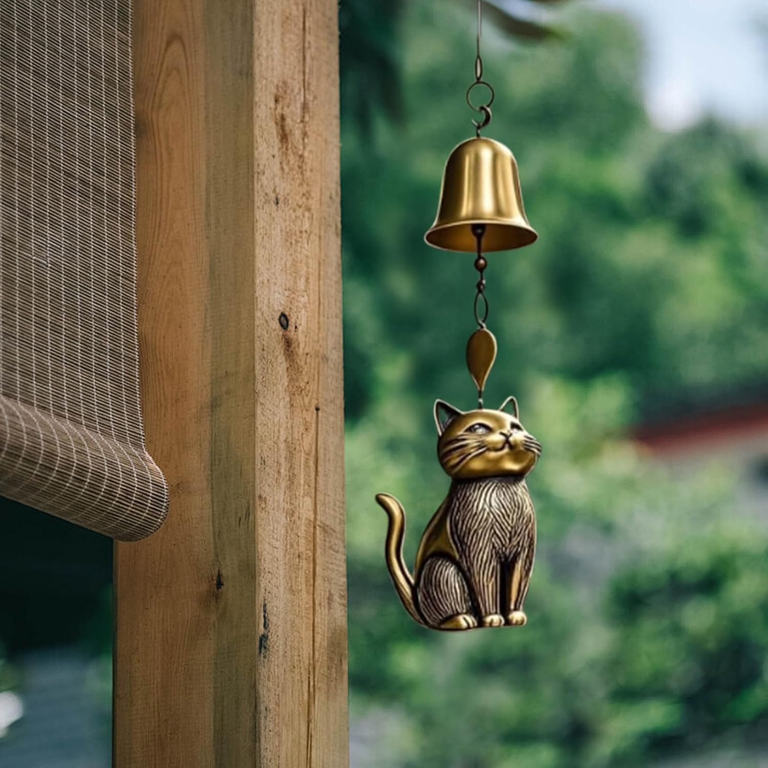 Campana de viento para gatos, campana de viento de cobre retro para amantes de los gatos, adornos conmemorativos colgantes, campanillas de viento, campanas de viento, decoración de porche y patio