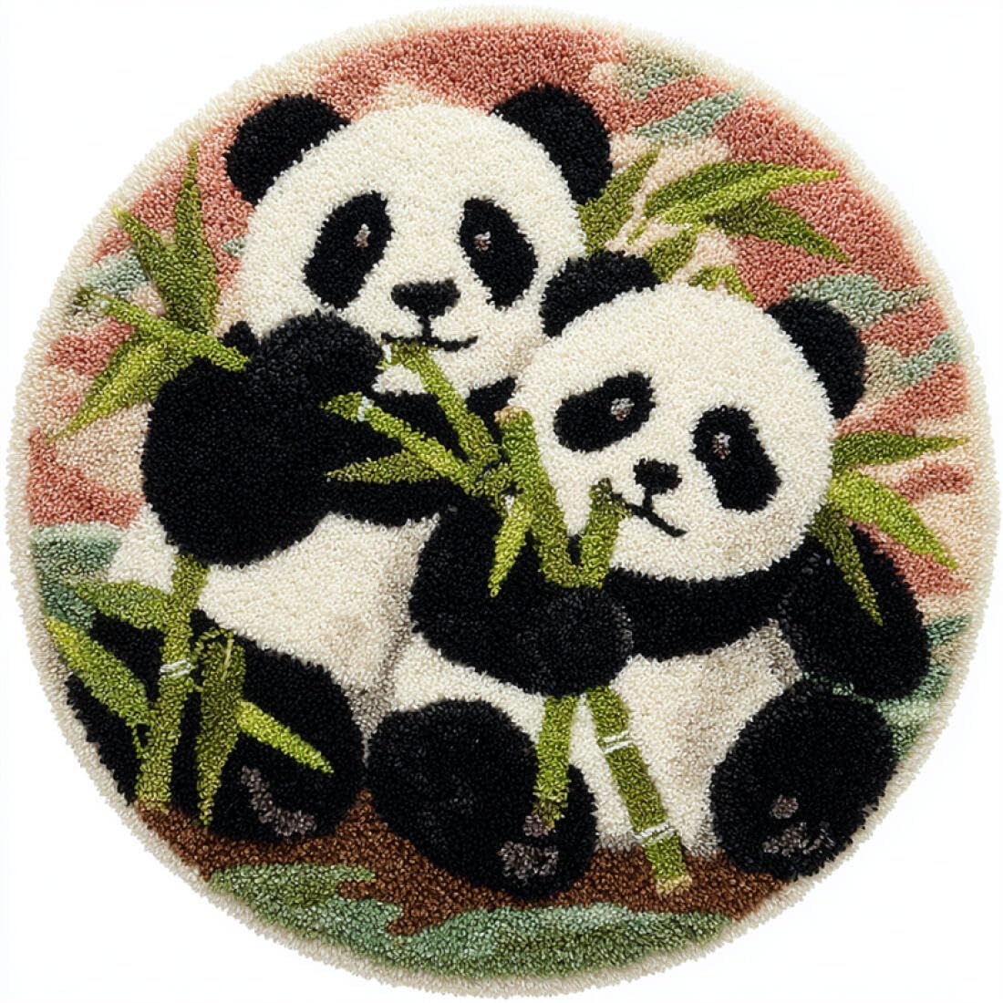 Rqwybcaxn D Iy Latch Hook Rug Kit For Teens Animal Embroidery Kit Cartoon Panda 80X80cm Roun Tapestry With Crochet Hook Study Craft Gift