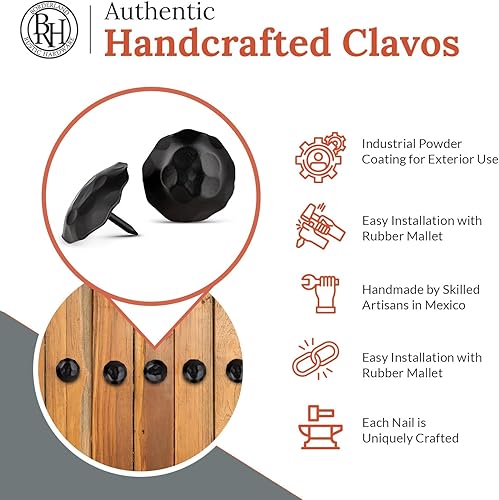 Miniatura 52 de 100 Pack 1" Small Round Head Iron Clavos Decorative Nails – Sealed Unfinished – Handmade Rustic Round Fasteners for Farmhouse Shutter, Faux Wood