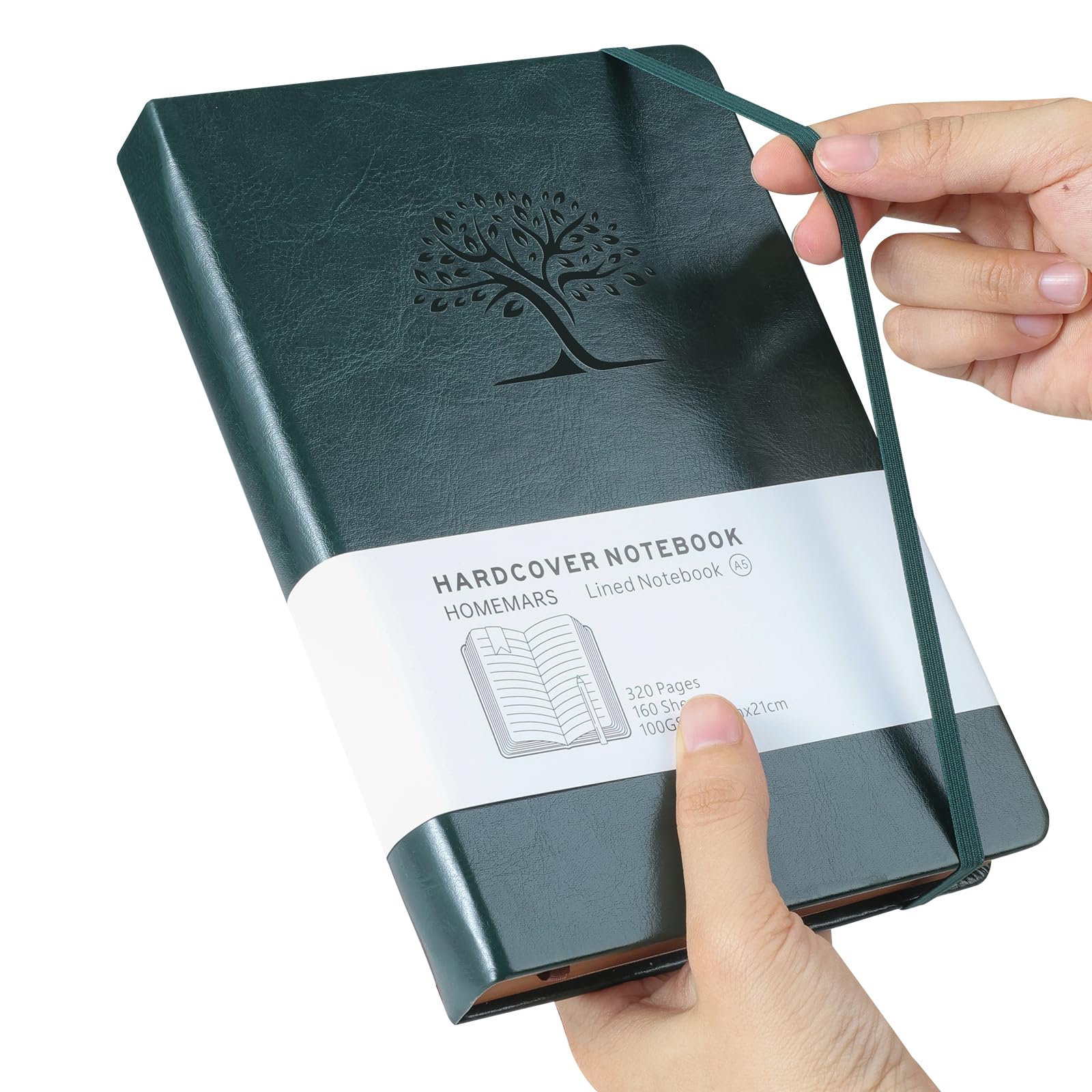 Taccuino Beechmore Books A5 Righe - Copertina Rigida In Pelle Vegana, Carta Spessa 120g/m² - Verde - Foto 9