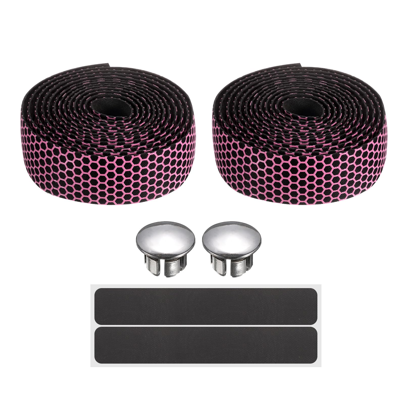 sourcing map Bike Handlebar Tape PU EVA Soft Bicycle Bar Tape with End Plugs for Road Cycling Folding Bicycles Enhance Bike Grip, Pink