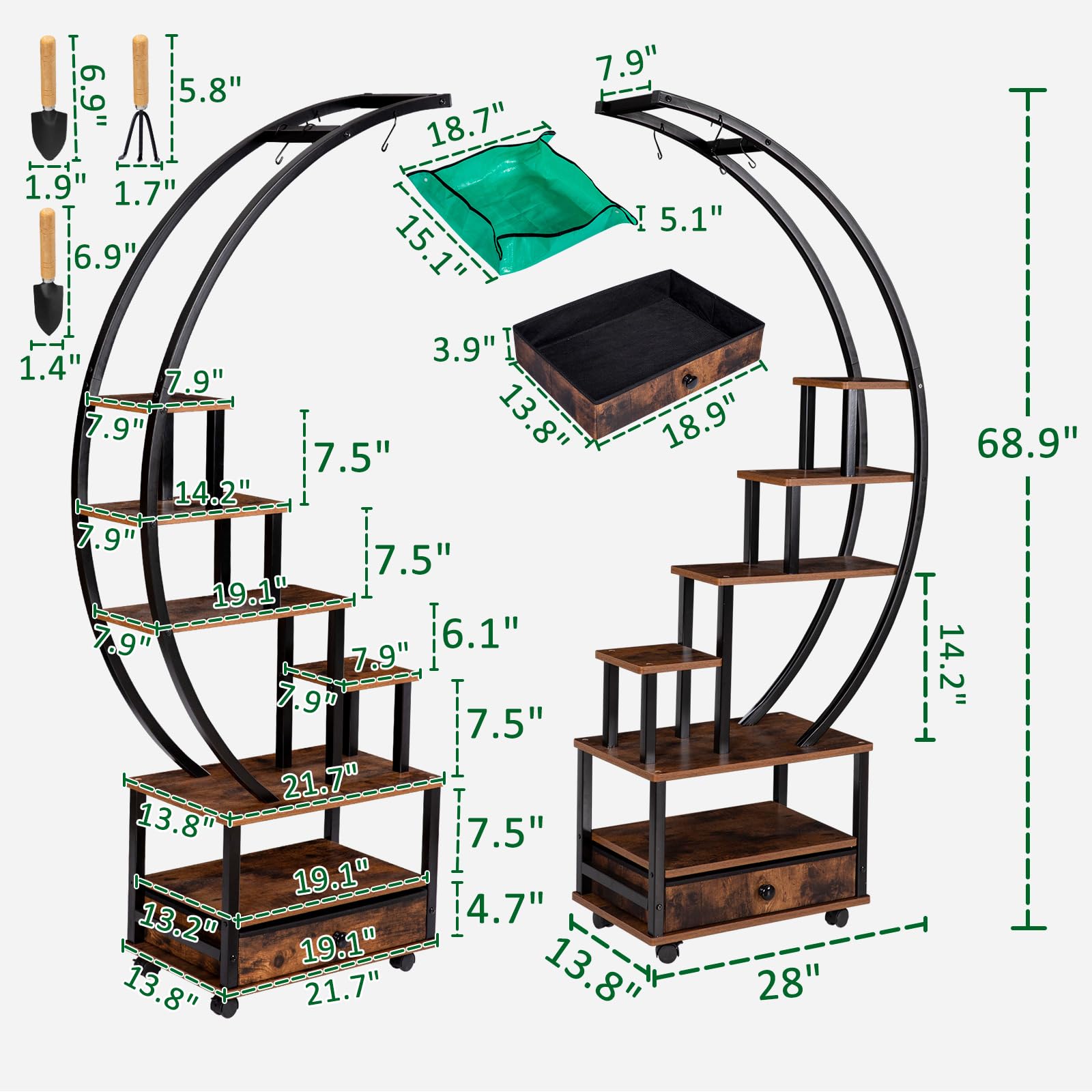 Amazon.com: LOENIY 71” Tall 2 PCS Half Moon Indoor Plant Stand