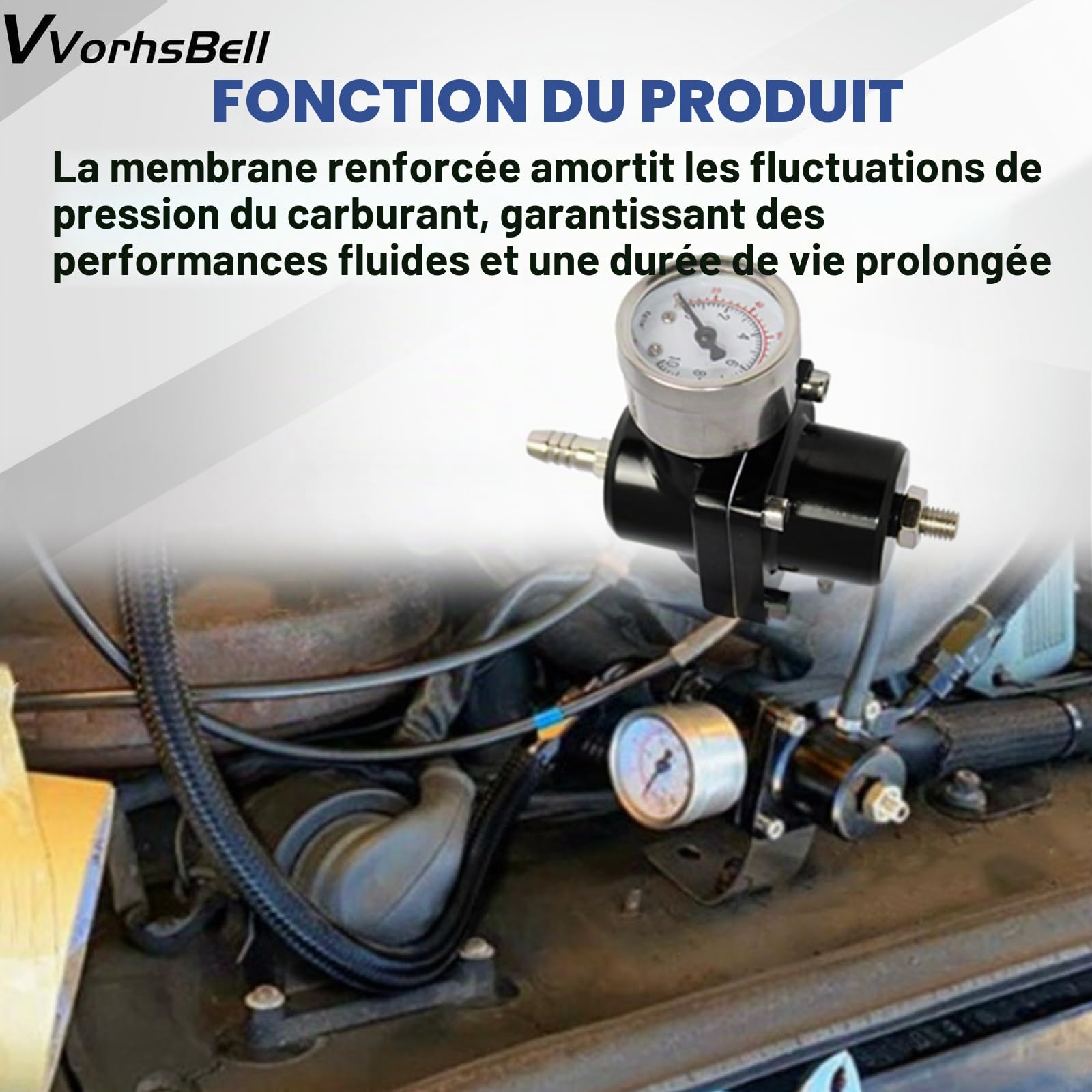 Régulateur de pression pour carburant, réglable 0-140 PSI, en aluminium, universel, régulateur de pression d'essence, en alliage avec manomètre