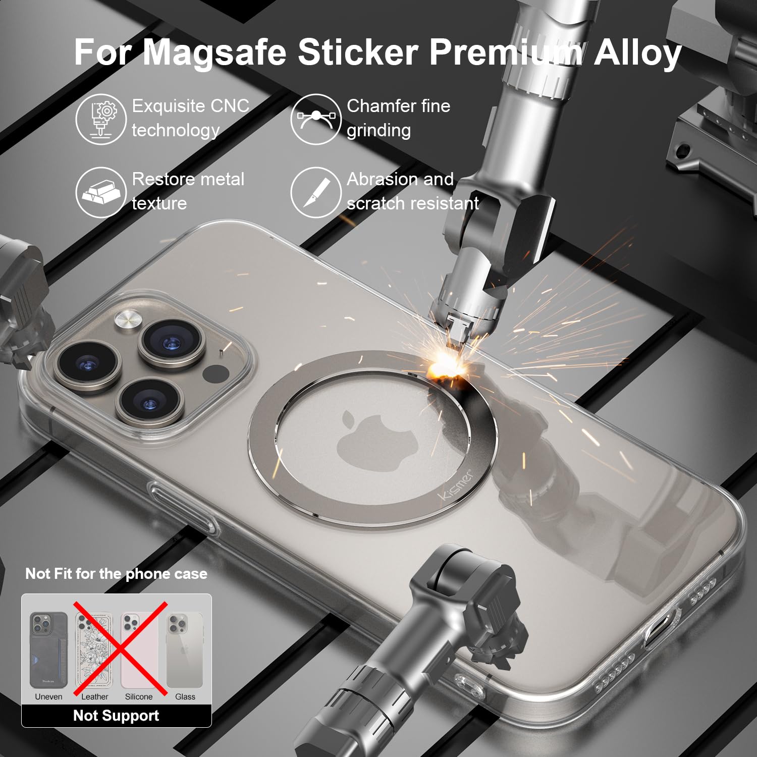 Adhesivo magnético para soporte de teléfono Magsafe, paquete de 2, imán integrado mejorado para soporte de teléfono, carga inalámbrica, funda de teléfono, soporte de coche, kit adaptador MagSafe de