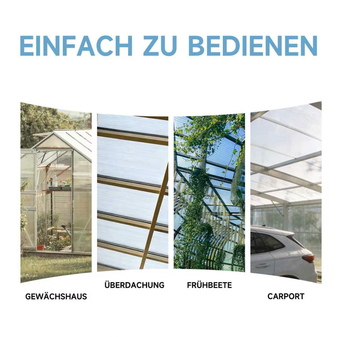 10xDoppelstegplatten 6mm,121x60,5cm Polycarbonat 7,3m² GewäChshaus Platten,Hohlkammerplatten,Stegplatten, Carport, Stegplatten, BestäNdig FüR GewäChshaus Gartenbau (60,5 x 121cm)
