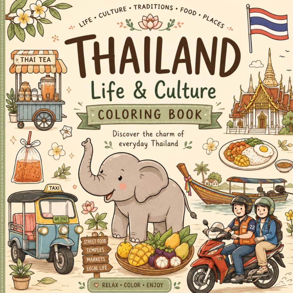 Thailand Life & Culture Coloring Book: Color and Explore Everyday Thai Life