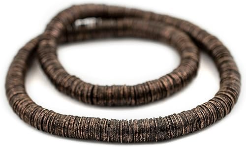 Miniatura 3 de TheBeadChest - Cuentas Heishi de disco plano de cobre antiguo (0.315 in), hilo de 16 pulgadas, hecho a mano para fabricación de joyas y