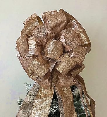 Christmas Tree Topper Bow 34x13 Inches Large Decorative Bow Gift Wreath Bow Christmas Bowknot Ornaments for Wreaths Tree Toppers