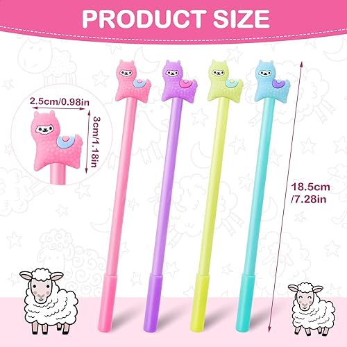 Miniatura 6 de cobee Bolígrafos de tinta de gel con diseño de animales, 8 bolígrafos de 0.015 in de dibujos animados de alpaca rollerball coloridos Kawaii de punta