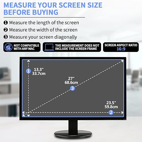 Miniatura 2 de F FORITO Paquete de 2 protectores de pantalla mate antirreflejos de 27 pulgadas para monitor 16:9, compatible con
