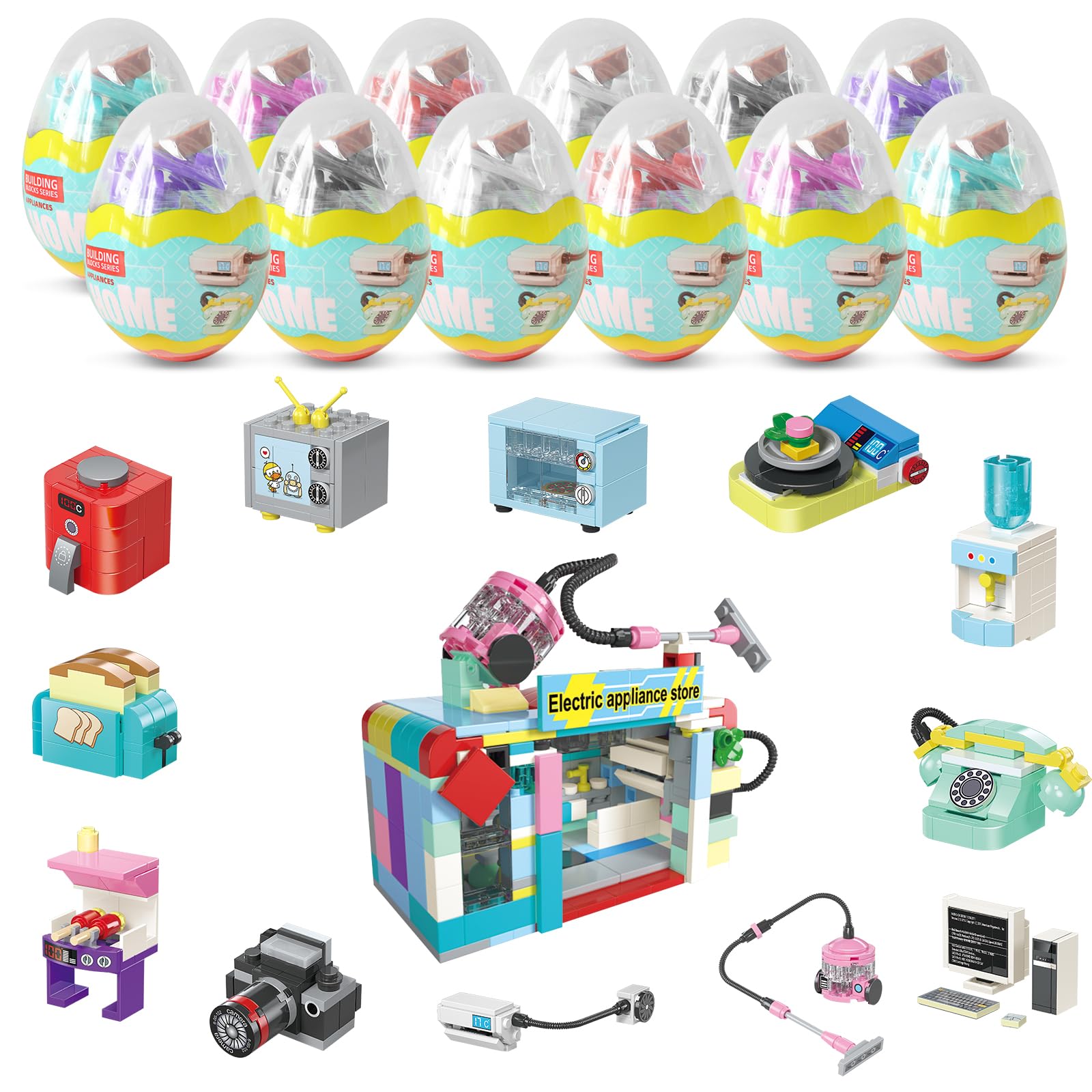 Building Toys for Girls Gift, Mini Building Blocks Appliances for Kids, STEM Building Blocks Party Favors Prizes for Birthday Christmas Easter - 12 Pack