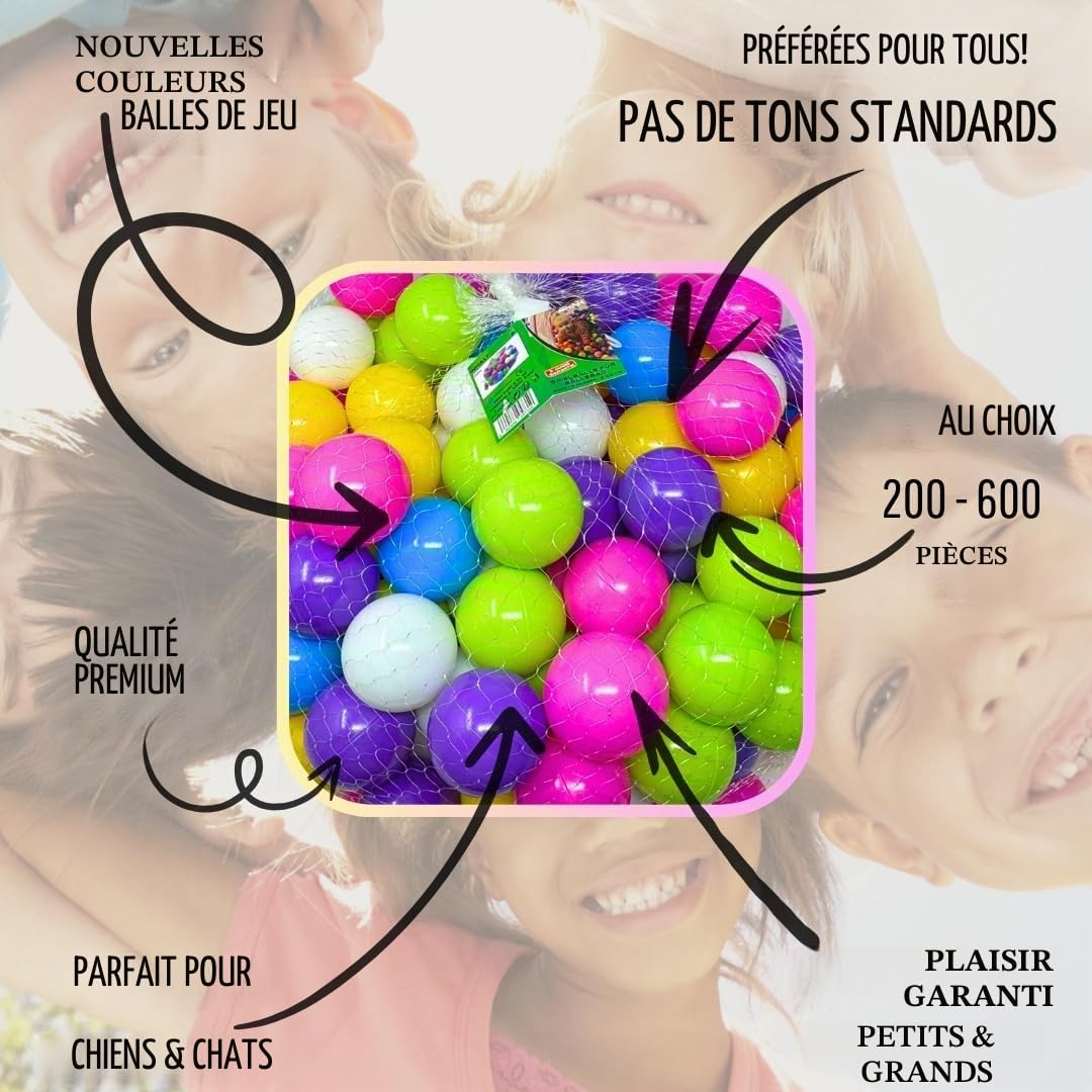 EKNA Lot de 200 balles de Jeu de 5,5 cm de diamètre – Différentes Couleurs au Choix pour Piscine à balles – Balles en Plastique pour bébé –
