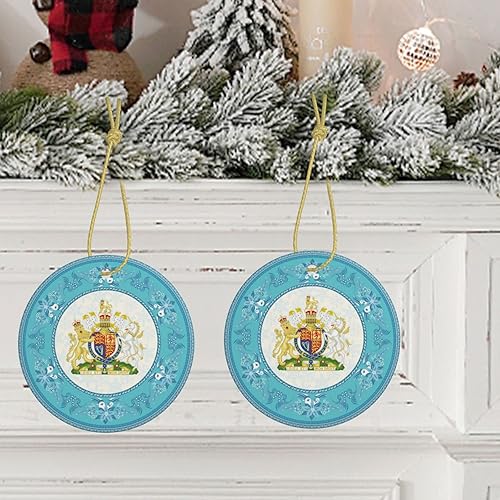 Miniatura 8 de Reino Unido Escudo de Armas Real Reino Unido Adornos de Navidad, Adornos Cerémicos Adornos Redondo de Porcelana Adorno de Árbol de Navidad Casa