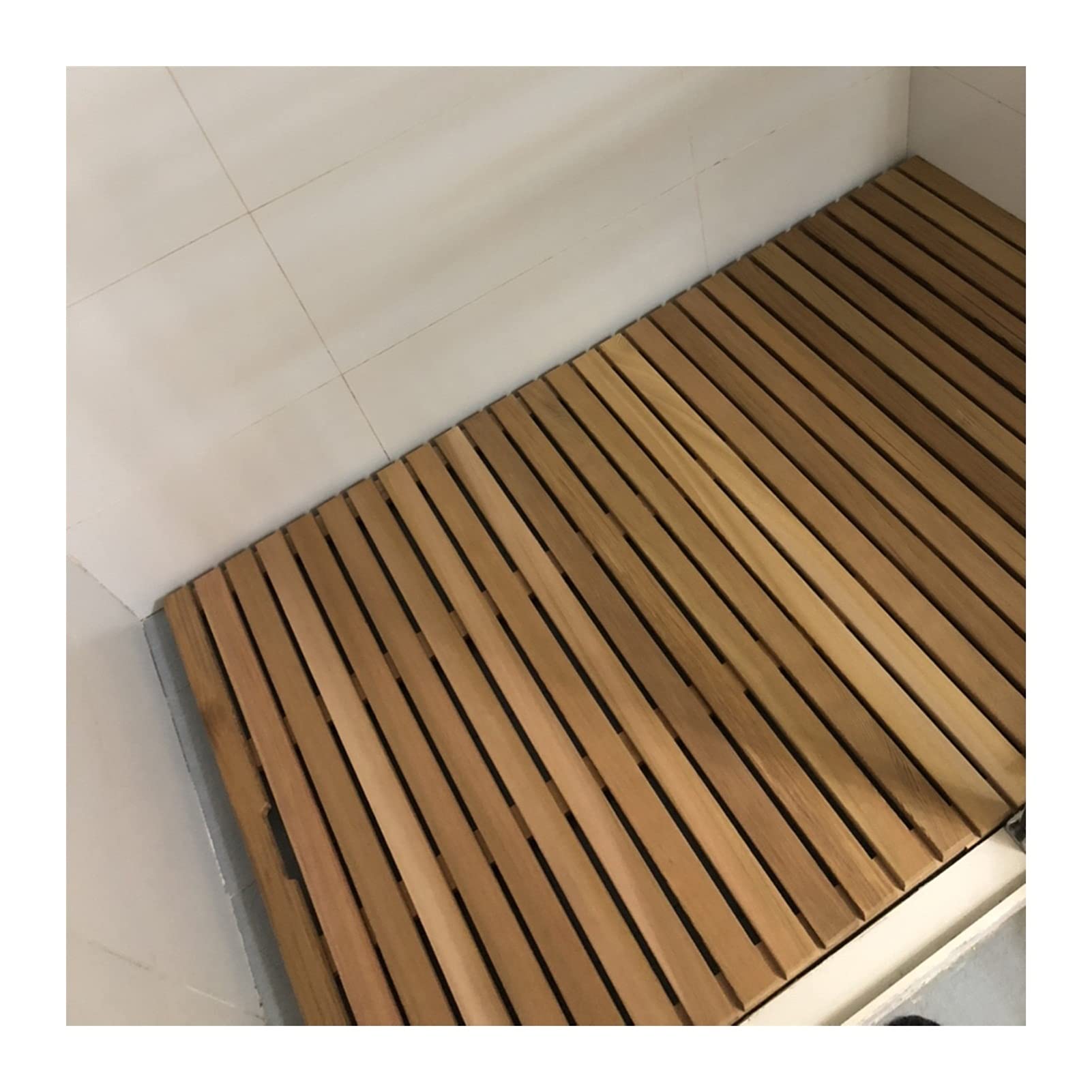 Tapis de bain diatomite et bambou respirant avec poignée et évacuation d'eau