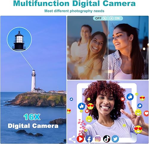 Miniatura 5 de Cámara digital 4K para fotografía y video, cámara digital de 56 MP con pantalla abatible, cámara de vlogging Ultra HD para YouTube, tarjeta 32G 16X