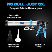 Vista 5 de OX Pistola de calafateo profesional para salchichas - Pistola de calafateo de alta resistencia con relación de empuje 24:1 para materiales de alta