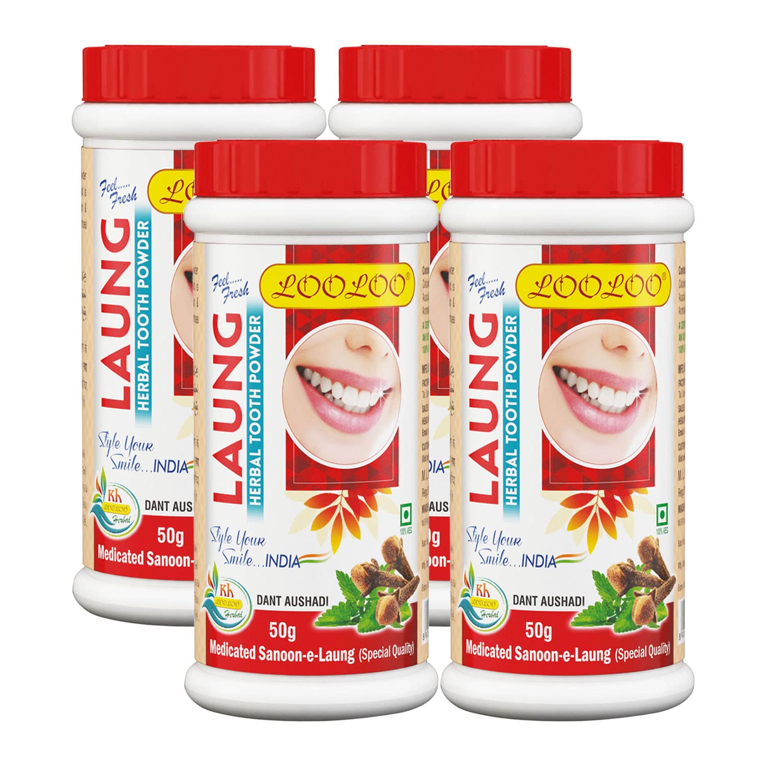 LOOLOO Herbal Medicated Gum Care Tooth Laung Powder |Tooth And Gum Powder |Prevents Gum Diseases & Relieves Inflammation-Pack Of 4 (50G Each) (B0B9STD8L3) Amazon Price History, Amazon Price Tracker