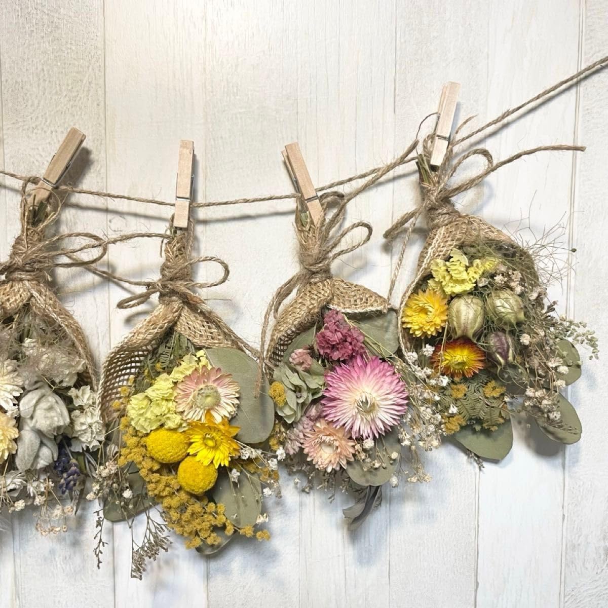 Amazon.co.jp: ドライフラワー スワッグ ガーランド レモン ミモザ  