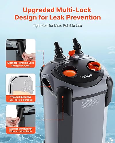 Miniatura 4 de VEVOR Filtro de recipiente de 224.5 GPH, filtro externo de acuario de 3 etapas con potente bomba, máquina de limpieza de circulación de agua con
