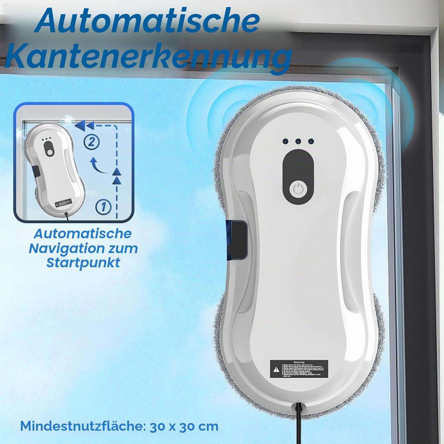 Fensterputzroboter 5600Pa, Fensterputzroboter mit Sprühfunktion, Fensterreiniger Roboter mit Fernbedienung, 3 Reinigungswege, Intelligente Navigation und Kantenerkennungssystem