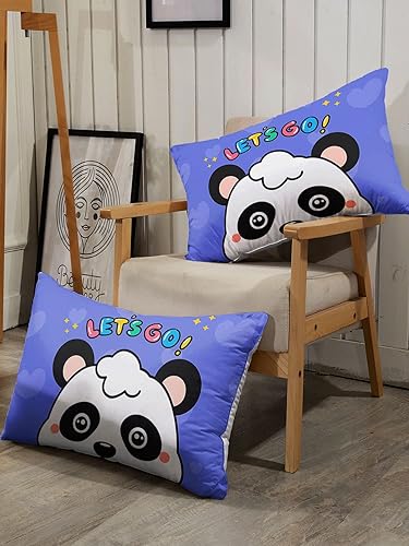 Miniatura 5 de Datura Home Juego de ropa de cama de edredón panda para niños, niñas, niños y adolescentes, diseño de dibujos animados con corazón azul Kawaii con 1