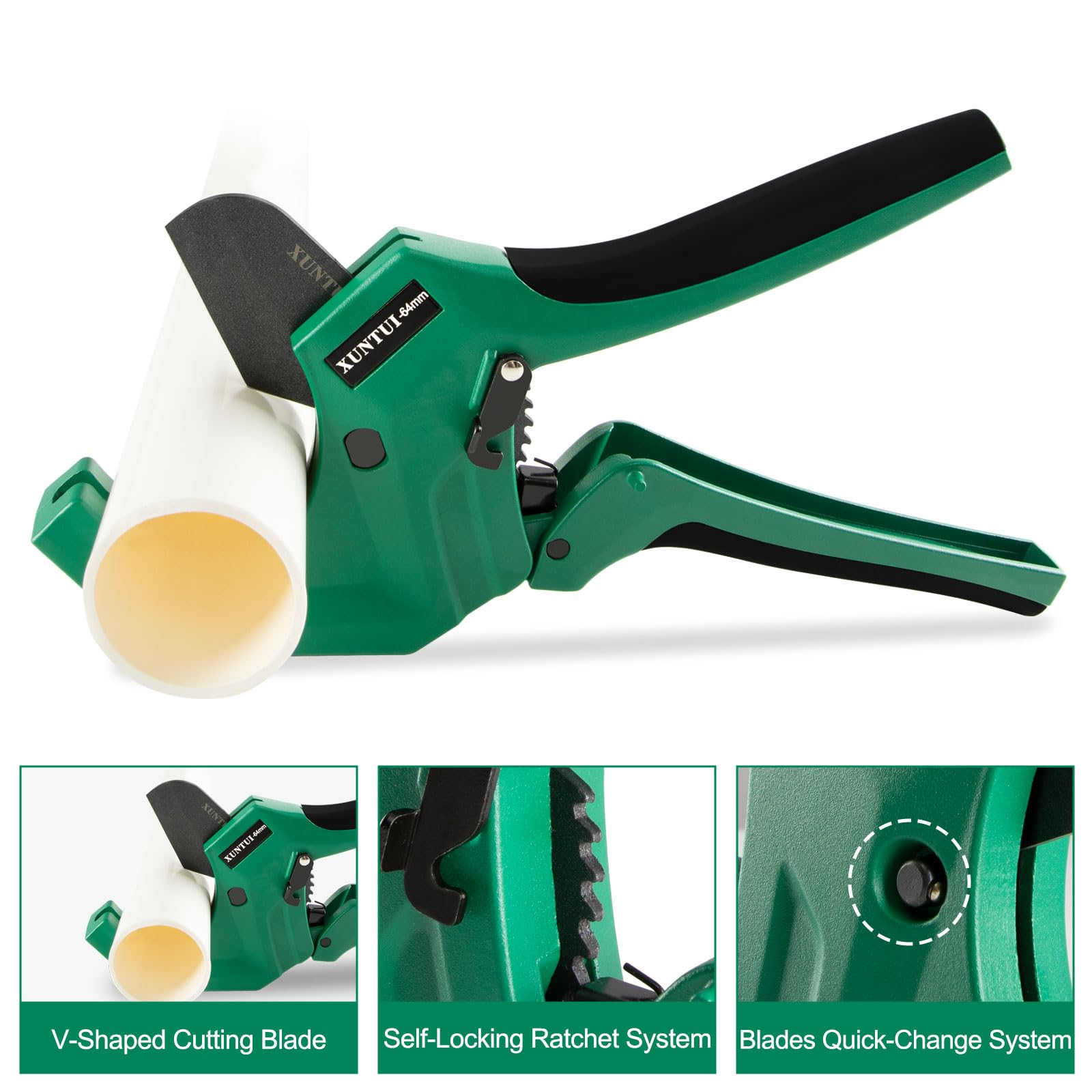 XUNTUI PVC Pipe Cutter with Extra Blade,Ratchet PVC Pipe Cutter Pex Cutting Tool for Cutting PEX PVC - Image 3