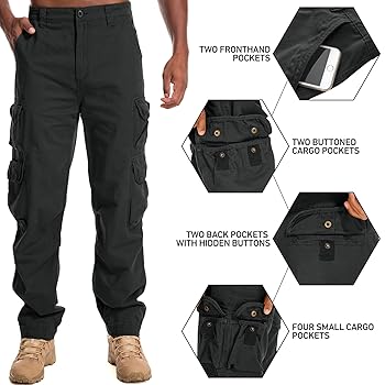 Toumett Men's Cargo Pants Cotton Ripstop Hiking Work Pants