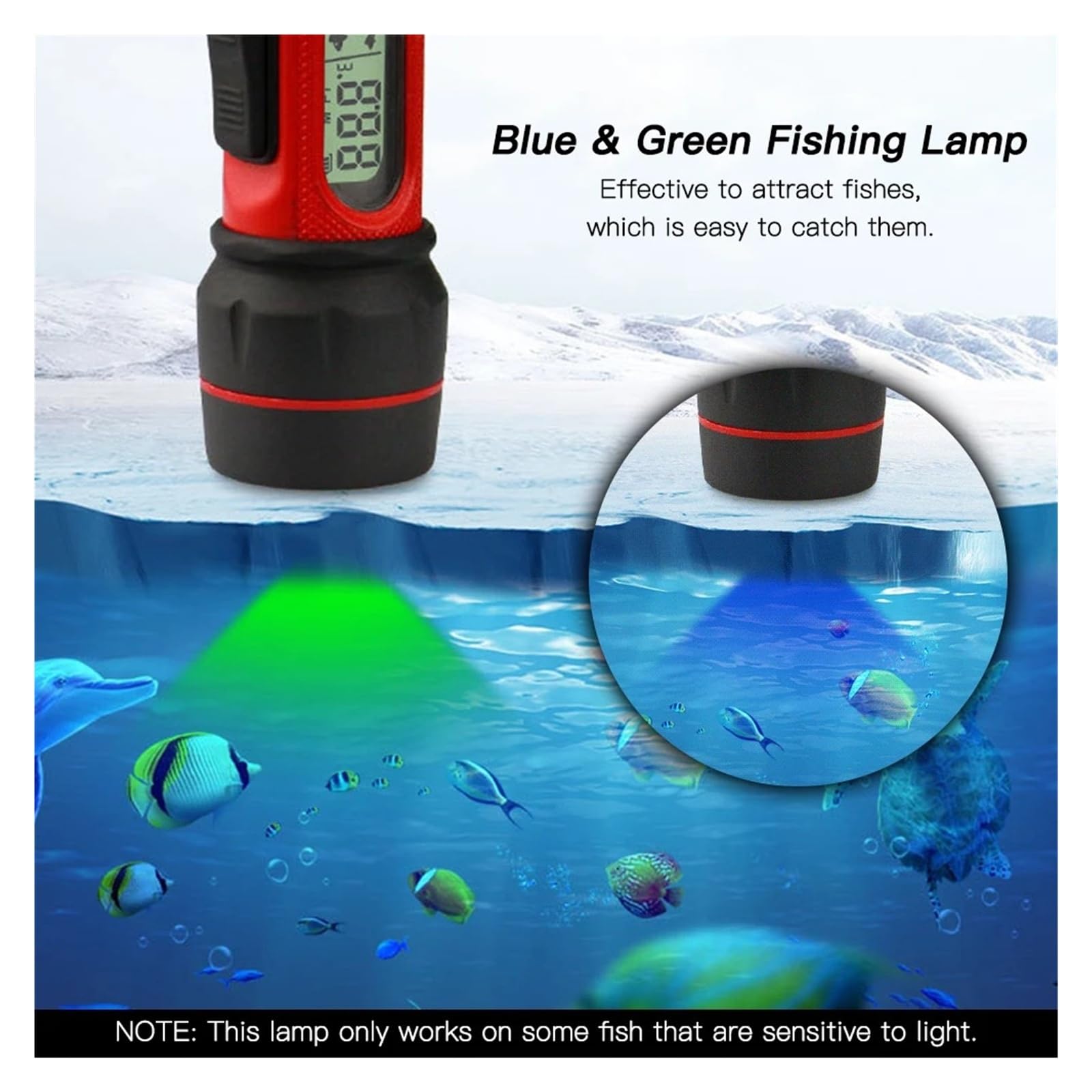 Ecoscandaglio per pesca sul ghiaccio con sonar e luce subacquea a LED, palmare wireless,Alta definizione