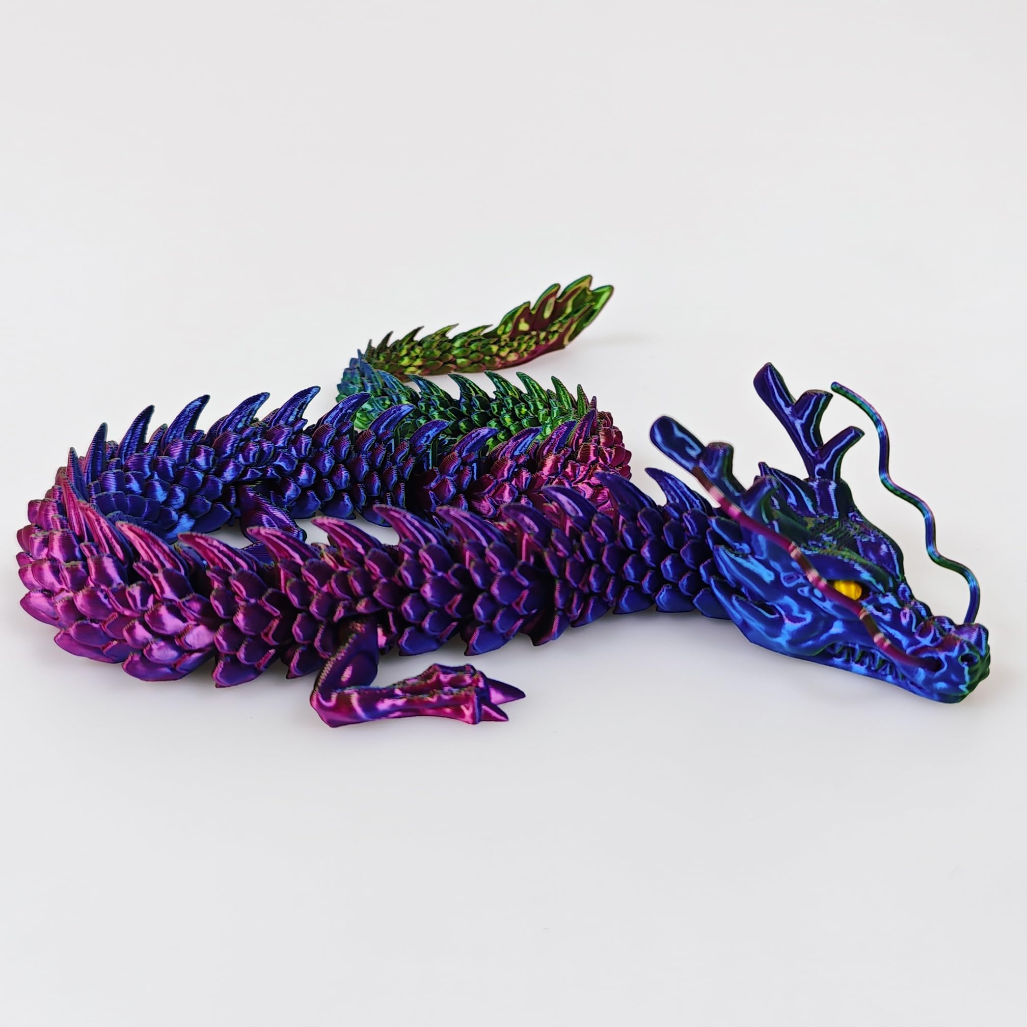 3D Printed Dragon Flexible Articulated Dragon Ornament Fidget Toy Aquarium Decoration Car Interior Decoration Creative Gift (Holographic) - Image 4