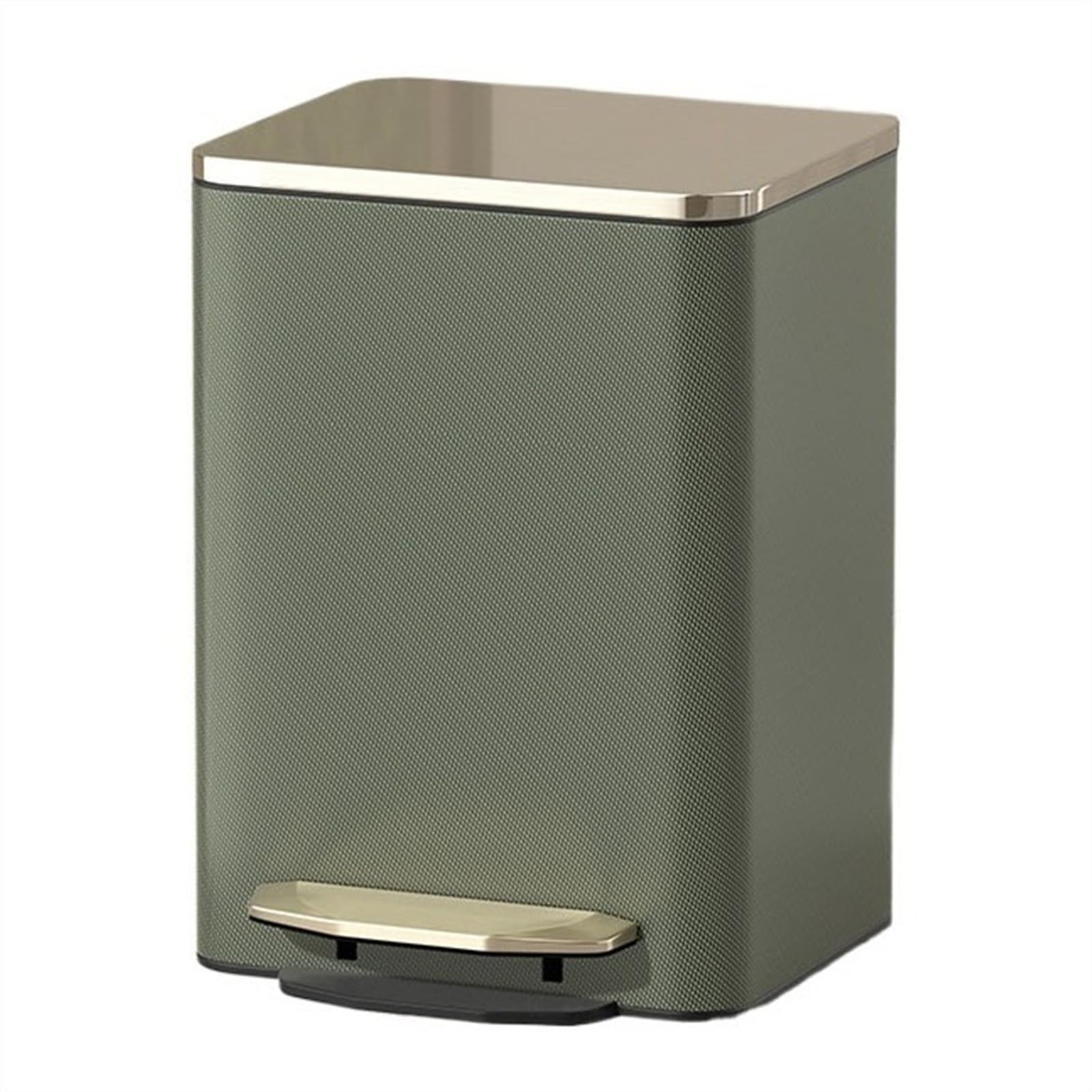 Papelera de Escritorio Bote de basura moderno con tapa, Bote de basura con escalón de acero inoxidable con capa exterior de cuero de PU, Papelera con pedal de cierre suave con cubo interior extraíble