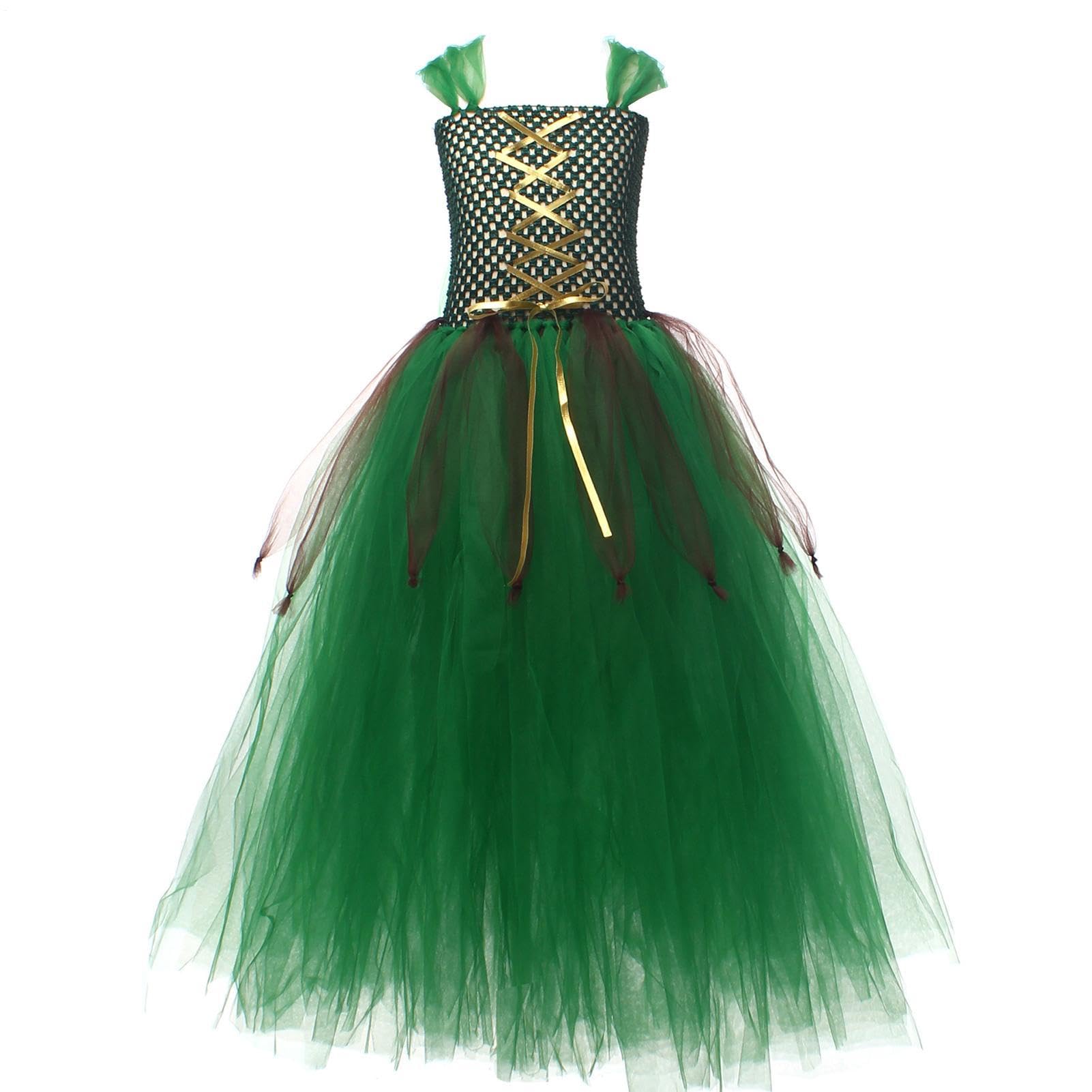 Costume Halloween per Bambine Abito Verde Con Gonna A Tutù In Tulle Da Fata | Gonna Per Di Ruolo Di Carnevale Per Halloween Balli In Maschera Feste A Tema Carnevali Compleanni E Eventi Scolastici