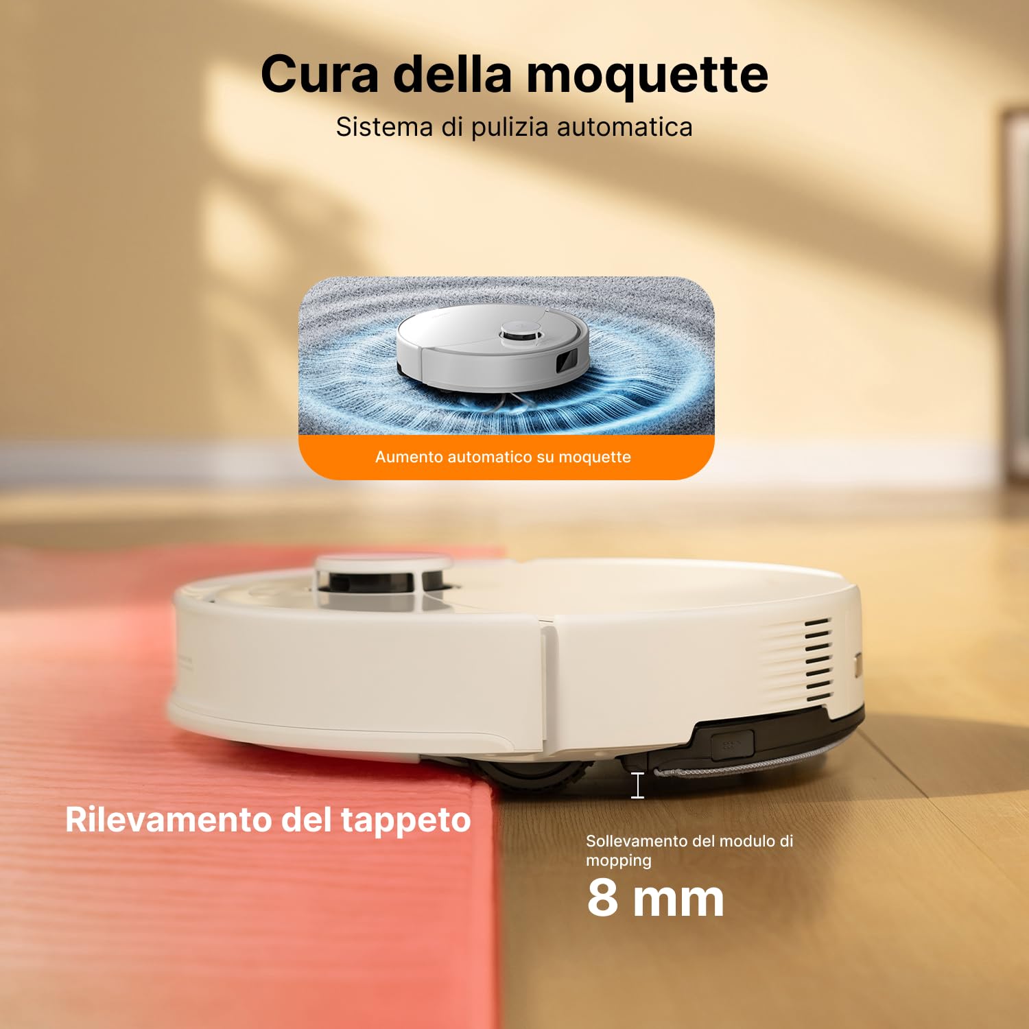 roborock Q10 X5+ Robot Aspirapolvere, 10.000 Pa HyperForce, doppio sistema anti-groviglio,tecnologia reattiva per evitare gli ostacoli,doppia spazzola antigroviglio,bianco - Vista 8