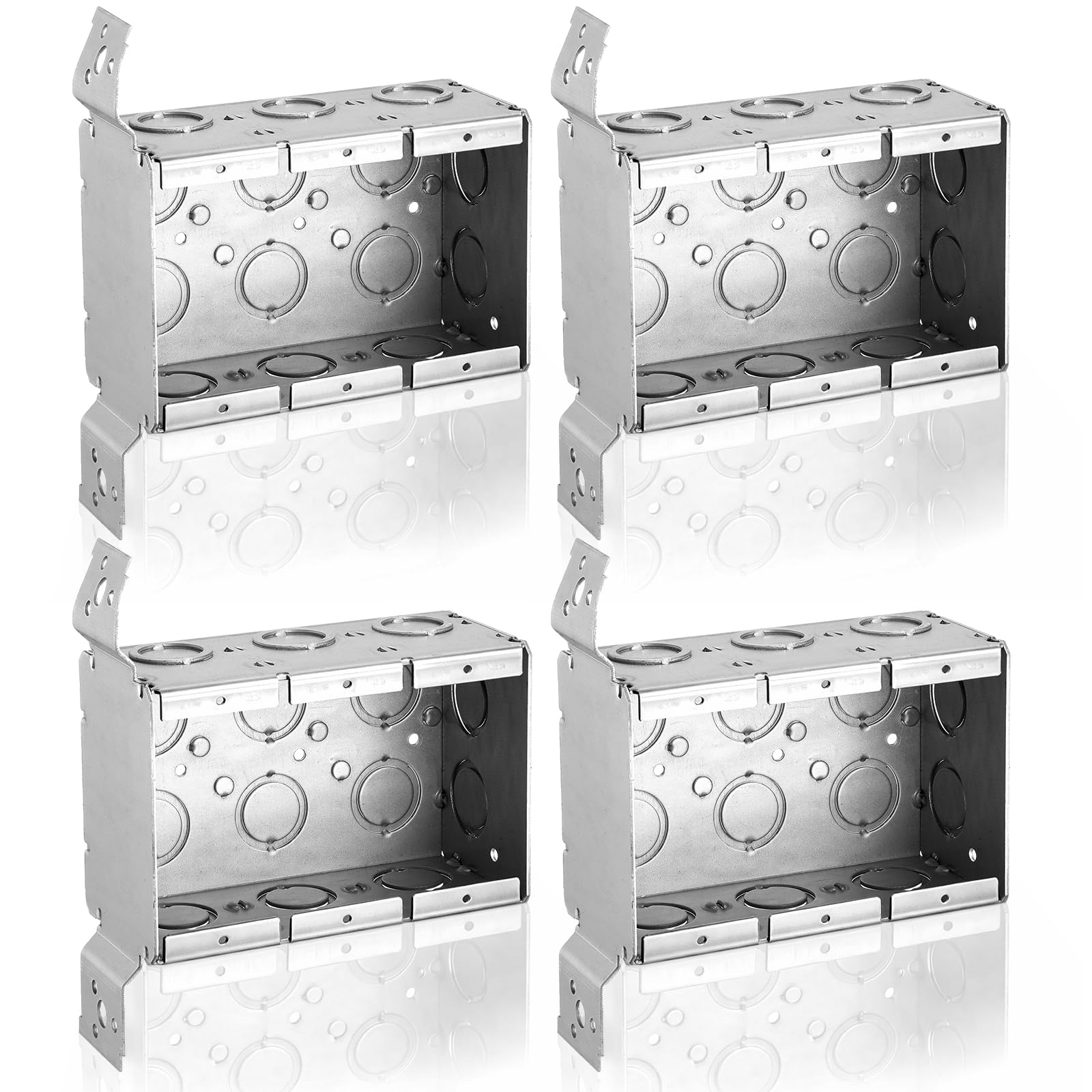 Yaocom Scatola elettrica a 3 bande in metallo da 6,3 cm, in acciaio zincato, interruttore elettrico per muratura, con staffa laterale da 1/2" per installazione multipla di cablaggi