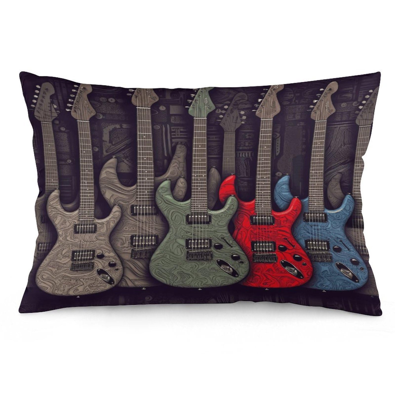 Guitar Pattern Throw Pillow Cover Soft Lumbar Pillow Covers with Zipper Breathable Rectangular Cushion Case Polyester Pillow Case Decorative Body Pillow Cover for Couch Bed