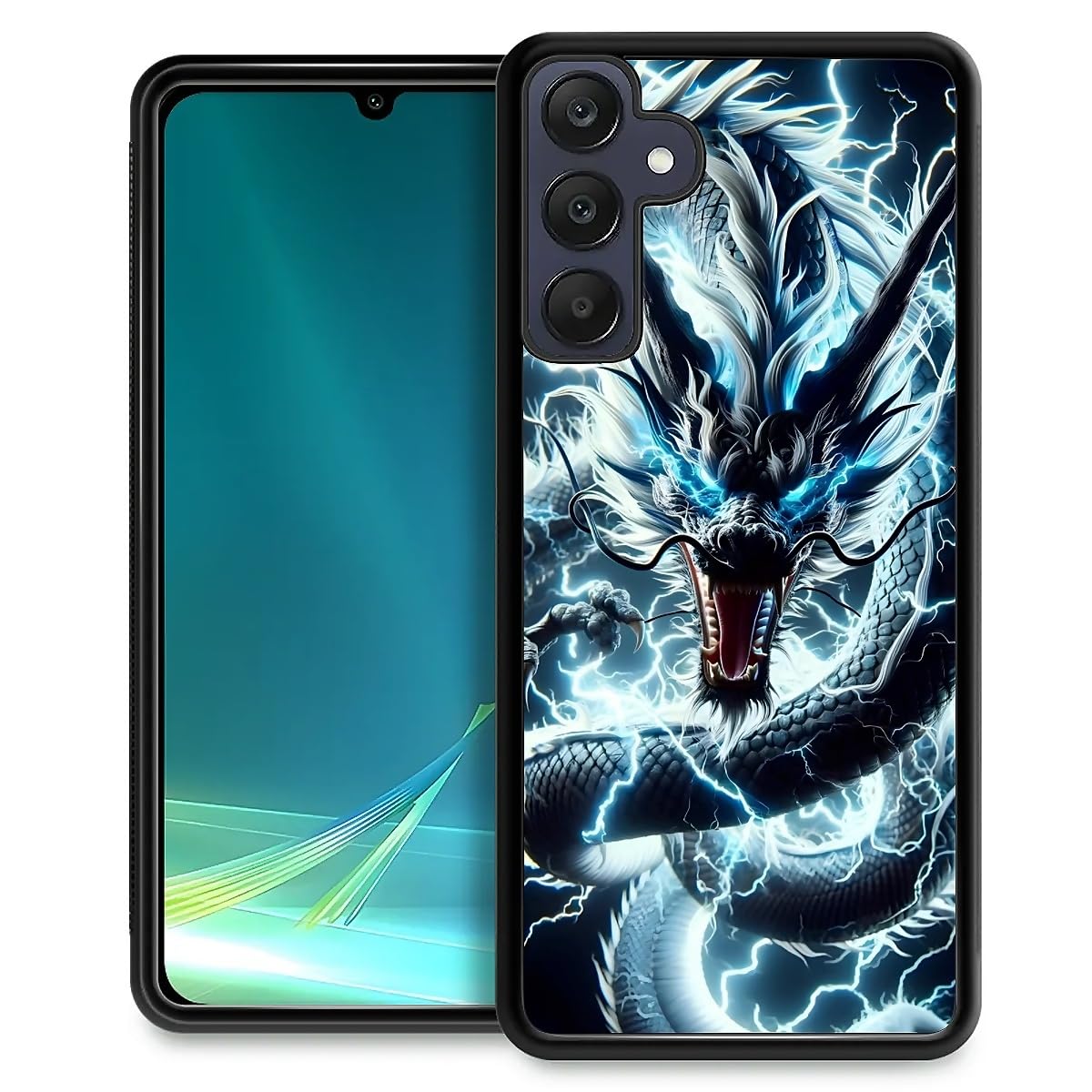Zeggi for Samsung Galaxy A25 Case 6.5″ with Lightning Dragon Four Corner Airbag Protection Design Soft Silicone Frame Personalized Pattern Case