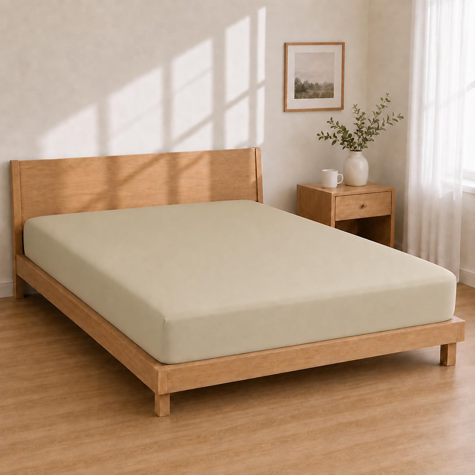 Microfibre Fitted Sheet 140 x 190 + 25 cm – Beige Base Sheet