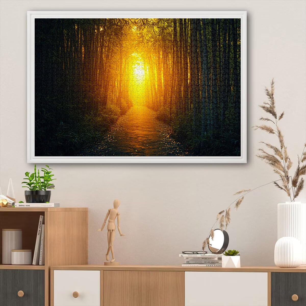 Puzzle 5000 elementów, las, zachód słońca, 5000 elementów, drewniane puzzle dla dorosłych, trudna łamigłówka, gra logiczna dla całej rodziny, drewniane puzzle, dekoracja salonu, prezenty, W-84