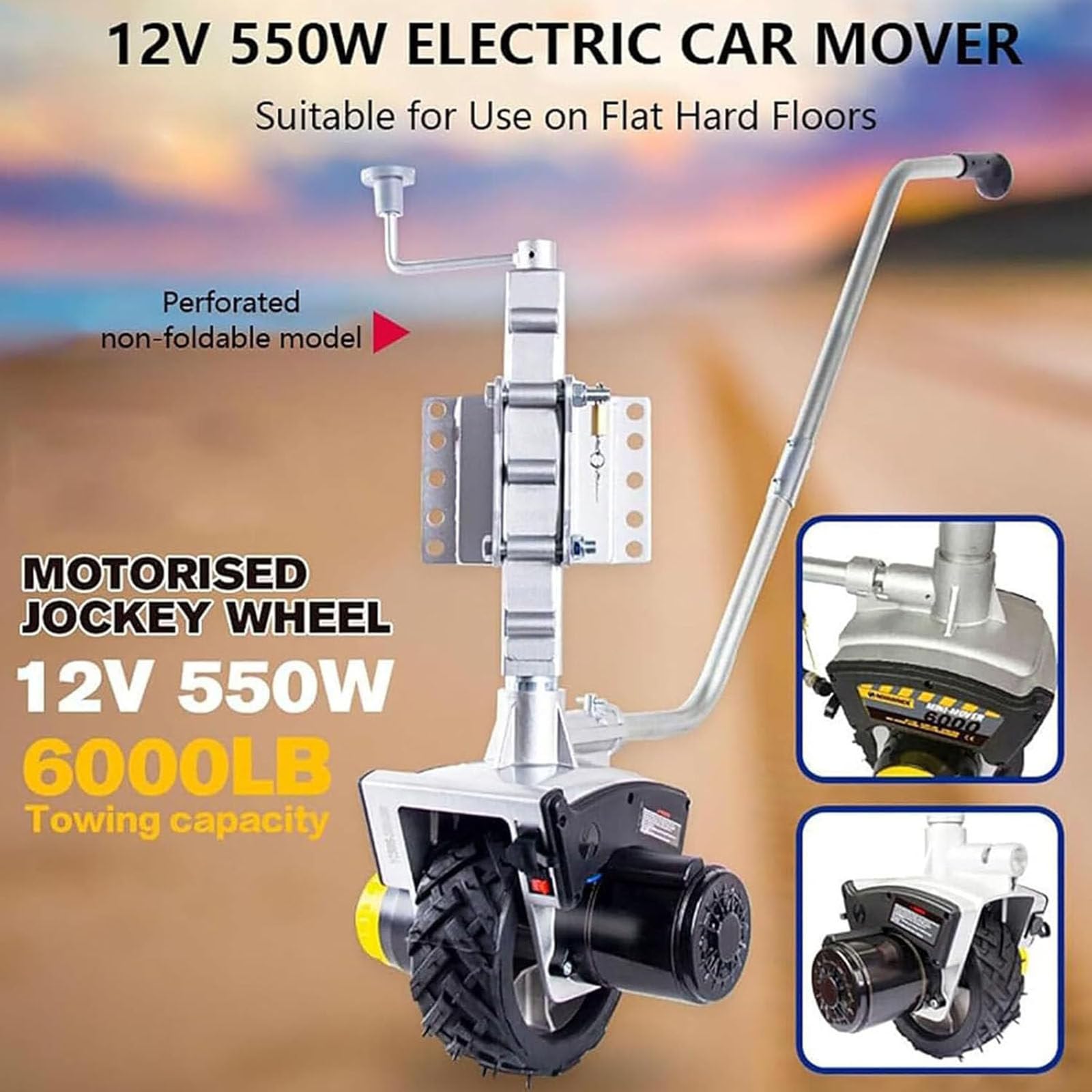 Ruote Jockey-Motorizzate, Carrello Rimorchio Elettrico | Forza di trazione 2722 kg, Spostamento Del Rimorchio, Cric Di Rimorchio 12V/550W, Barca Di Rimorchio Di Manovra Del Trasloco