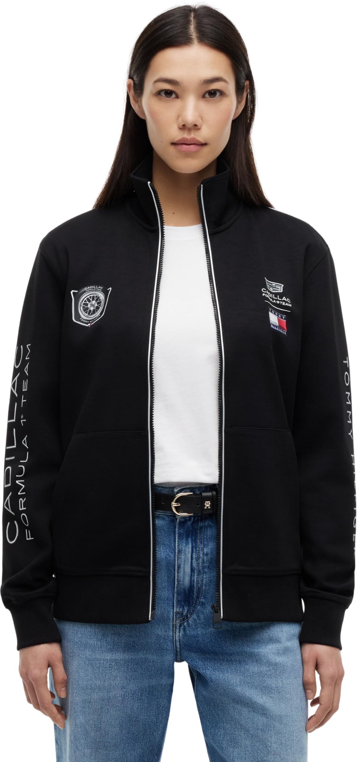 Tommy Hilfiger Unisexe Sweatshirt avec Fermeture Éclair TH X Cadillac F1 Racing Track Top Col Droit