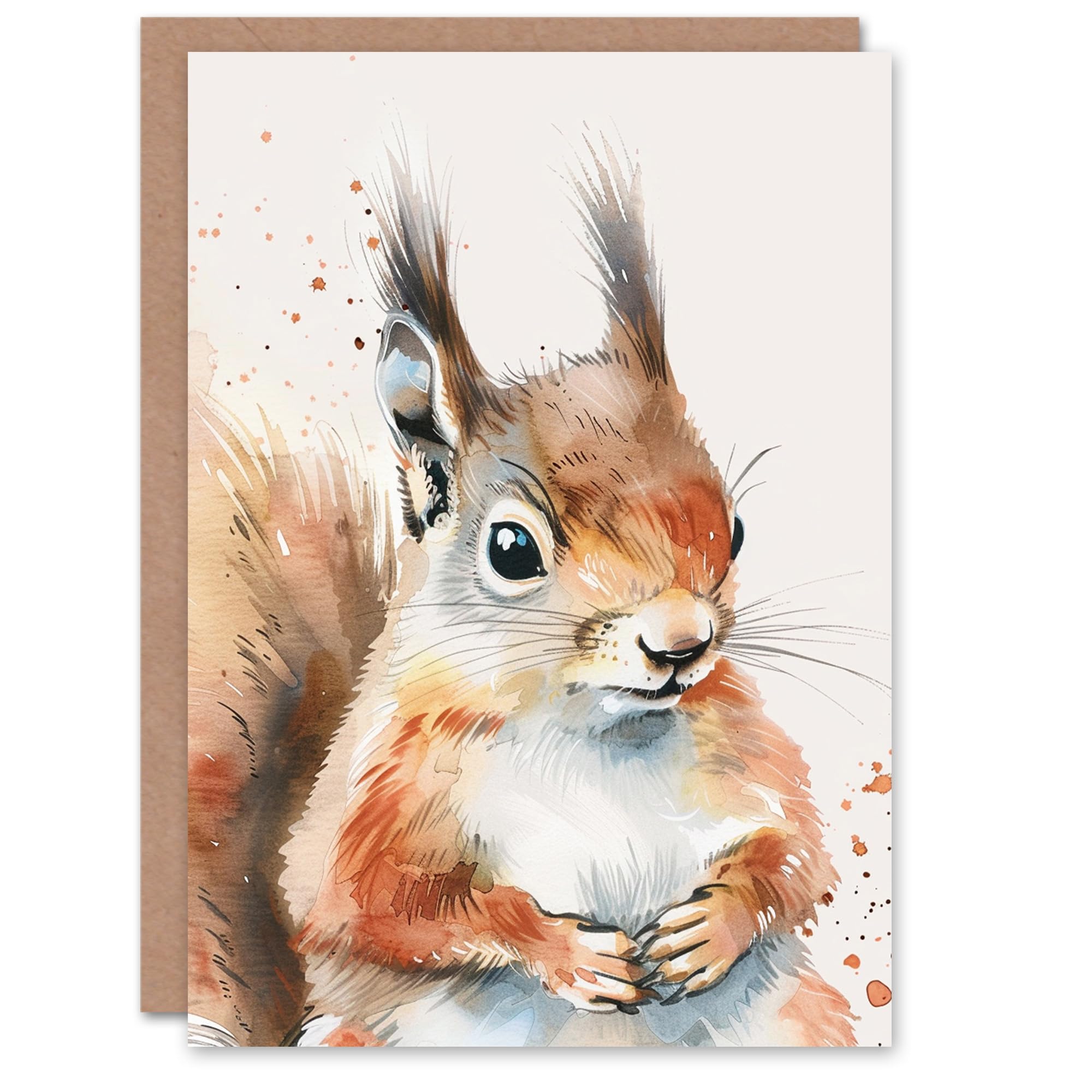 Artery8 Cute Red Squirrel Bright Watercolour Animal Blank For Him Or Her Art Birthday Card