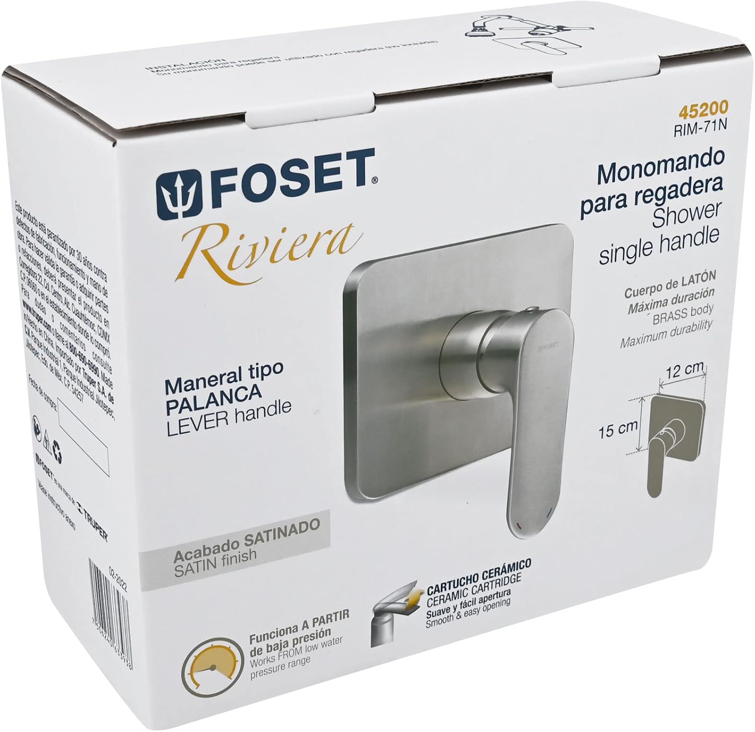 Single lever shower, satin, Riviera
