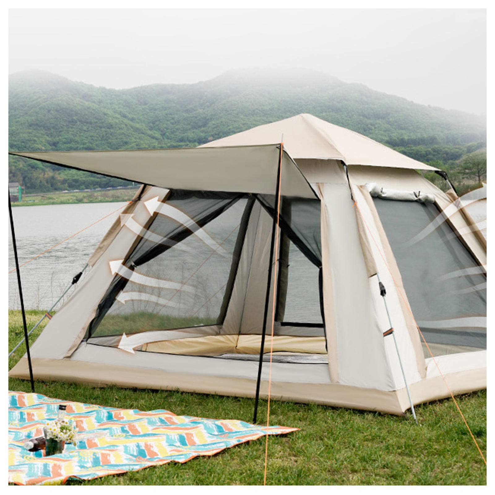 -Zelt 4 Menschen, wasserdichtes Versorgungszelt und stabiles Gartenzelt ideal zum Campen im Garten