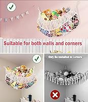 Vista 8 de Hamaca para animales de peluche, extra grande de 56 pulgadas de largo, almacenamiento de animales de peluche, red de soporte para animales